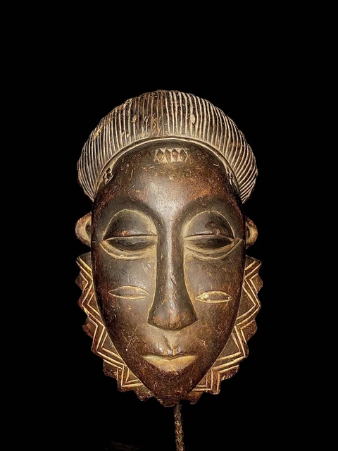 AFRICAN Vintage Hand Carved Antique tribal Guro Tribe African Mask-3789