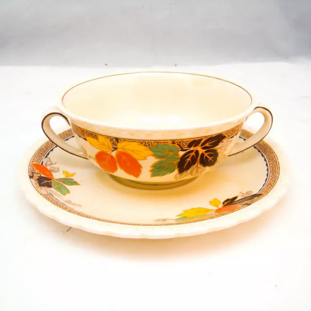 Myott Staffordshire England LEAFLET 3211 Cream Soup Cup & Saucer Set(s) READ