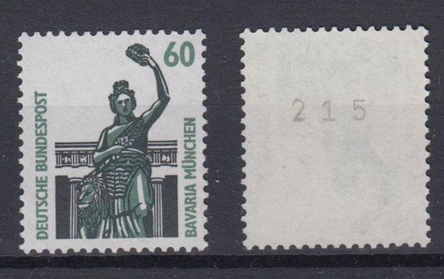 Bund 1341 u RM mit ungerader Nummer SWK 60 Pf postfrisch gelbe Gummierung