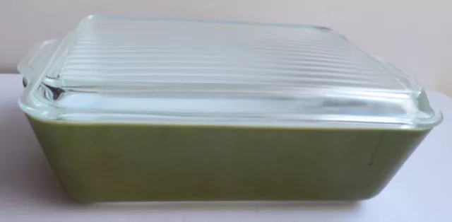 Vintage Avocado Green Pyrex 0503 Ovenware 1.5 Qt Casserole Dish With Ribbed Lid