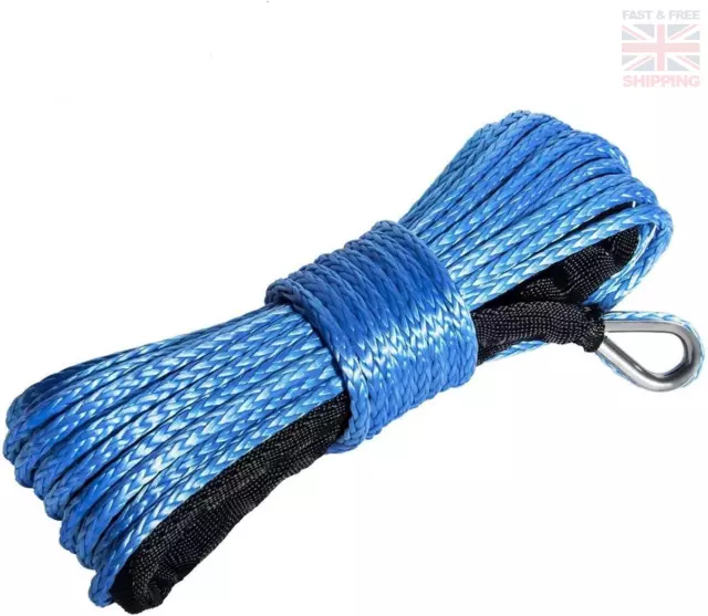 DEDC 1/4" x 50 Synthetic Winch Rope, Winch Cable Rope with Sheath for ATVs UTV