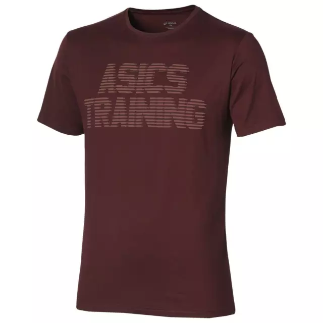 Asics Men's Training T-Shirt (Size S) Rioja Red Graphic Short Sleeve Top - New