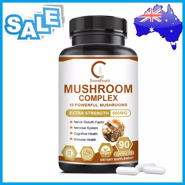 Mushroom Complex Supplement  Lions Mane, Reishi, Chaga Promote Memory 90Pills