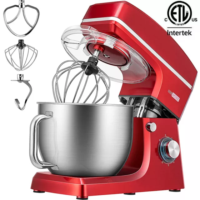 7.5 Quart Food Stand Mixer 660W 6-Speed Tilt-Head Kitchen Electric Beater Red