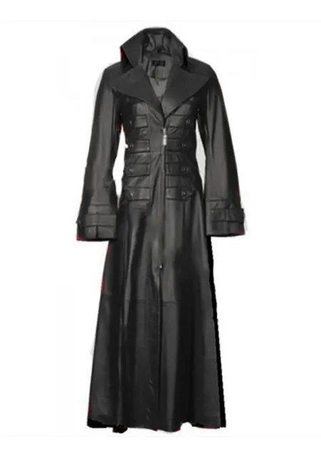 WOMEN'S REAL BLACK Leather Trench Steampunk Coat Costume Ladies Winter  Jacket £235.00 - PicClick UK