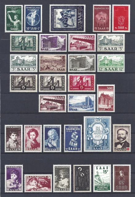 Saarland Mi.Nr. 314-378 Jahrgänge 1952-1956 Komplett Postfrisch** Michel: 185,-