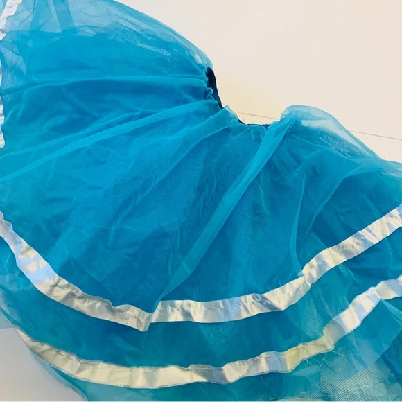Little girl turquoise blue fluffy tutu layered tulle one size costume skirt