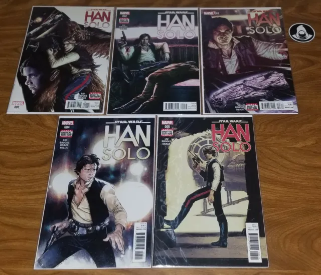 Star Wars Han Solo lot, comic issues 1-2-3-4-5, complete set, 2015 Marvel Comics