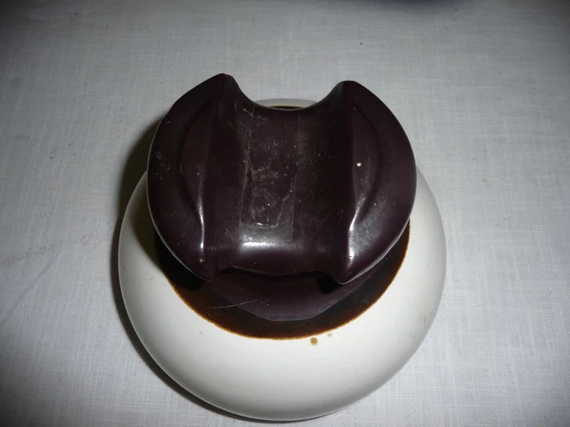 Large Brown And White Porcelain/Ceramic Insulator On A Metal Stand 3