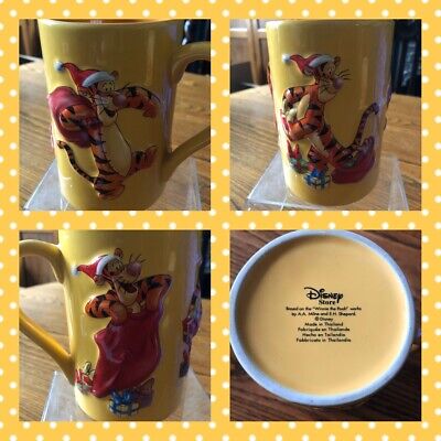 Disney Store 3D Tigger Christmas Ceramic Yellow Coffee Tea Mug Winnie The Pooh