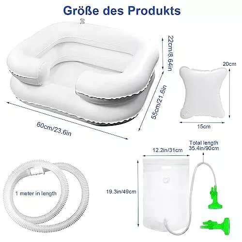 Lavabo gonflable pour les cheveux Douche de chevet portable avec tube de drai... 3