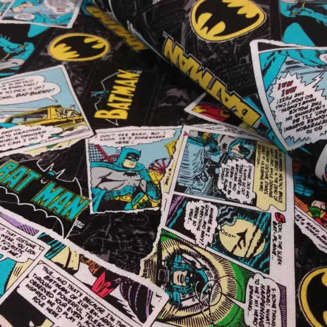 Dc Comics Batman Tira en Negro Acolchado Niños Tela de Algodón para 50cm C12