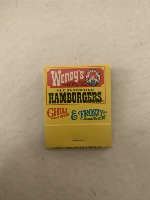 NEW Wendys Matchbook 1979 Restaurant Matches Chili Frosty Vintage Collectible