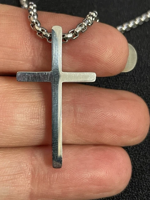 Collier Avec Pendentif Croix - Argent Doré Or Blanc 18k Plaqué, Acier Inoxydable étanche, Longueur Réglable