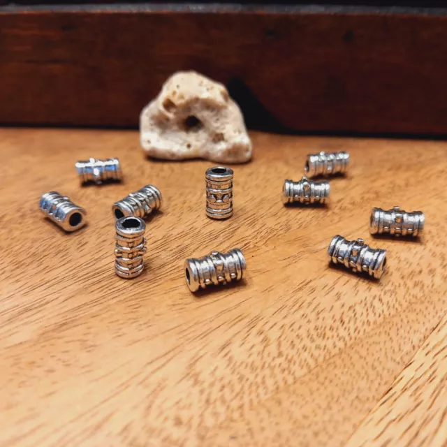 10 Spacer Perlen Zwischen Perlen Schmuck DIY Basteln silberfarben Röhre (5)
