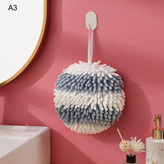 Colorful Chenille Hand Towels Ball with Hanging Loops Quick Dry Soft Absorbent