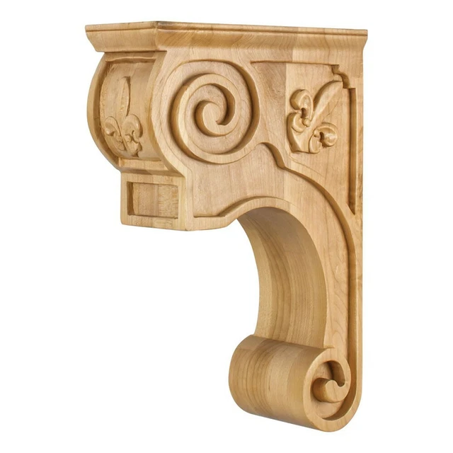 "UNO- Mocela de madera tallada a mano con Fleur-de-Lis - 3-3/8"" x 8"" x 11-3/4" "UNO- Mocela de madera tallada a mano con Fleur-de-Lis - 3-3/8"" x 8"" x 11-3/4"