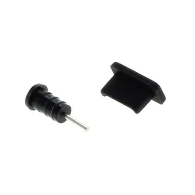 Staubschutz-Kappen Set für USB-C und Kopfhörerbuchse Dust Plug Stecker - schwarz