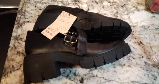 Madden Block Chunky Mary Jane Platform Heel Shoes Womens Size 6 Black EUC