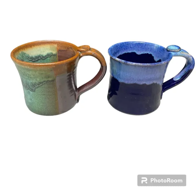 Fabrile Studios Drip Pottery Coffee Cups Mugs Big Bear CA Large Set Of 2