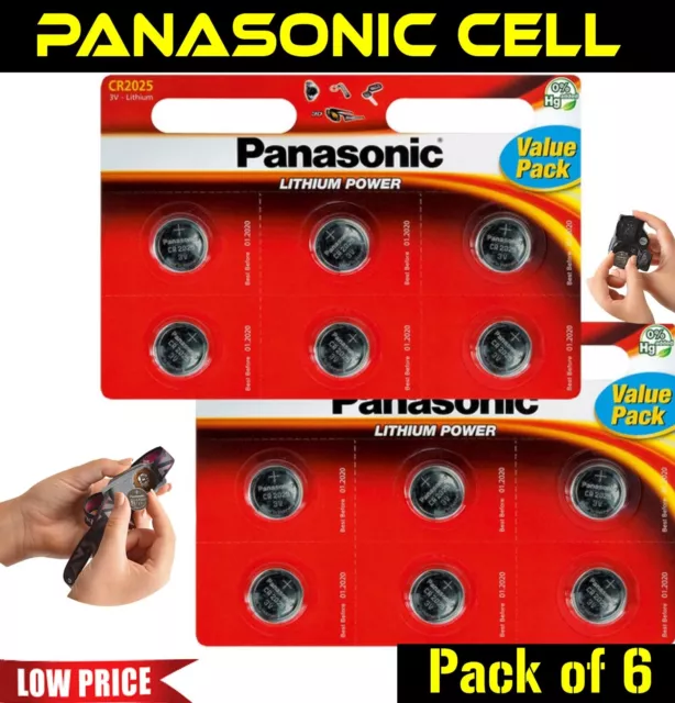 CR2025 Battery 3V Lithium Coin Panasonic Cell Car Toys Key Remote Pack of 6 UK