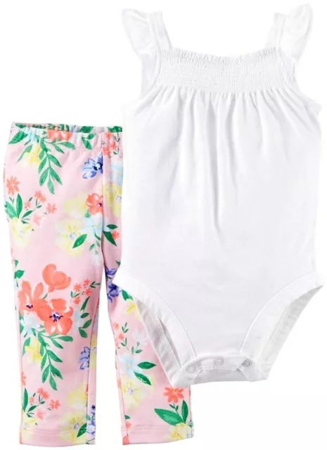 Carter's Baby Girls 2 Pc Bodysuit & Pants Set NWT  3M   or 9  Months  White Pink