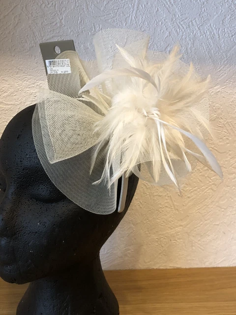 Cappello Ascot da donna formale Fascinator designer avorio matrimonio nuovo con etichette da Wallis