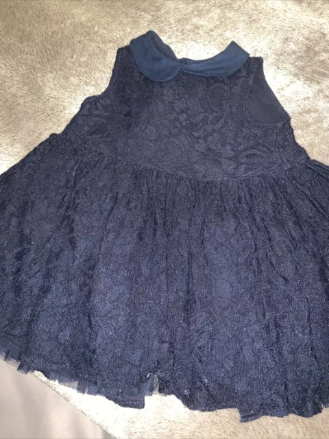 Mamas and Papas Baby Girls Navy Lace Dress 6-9 Months
