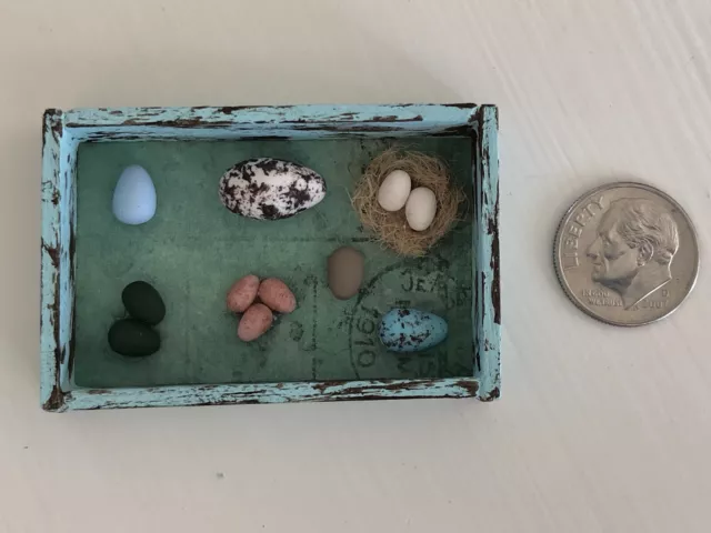 1:12 Miniature Nest Eggs Picture Frame OOAK Collection Handmade Easter Dollhouse
