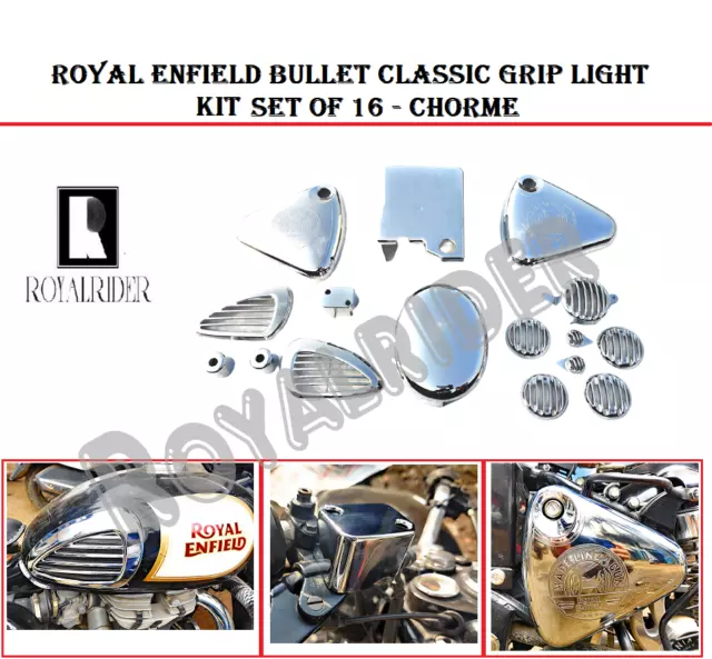 Juego De 16 Luces De Agarre Clásico Bullet De Royal Enfield - Cromado