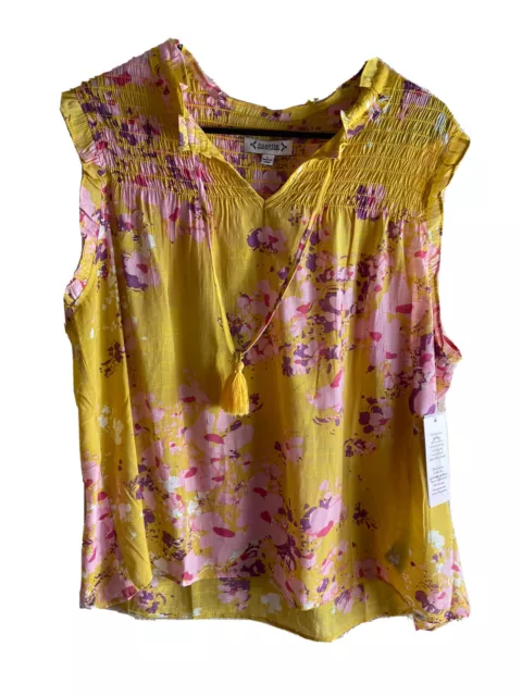 NWT Nanette Lepore  Floral Top / Sz Large/ Sheer