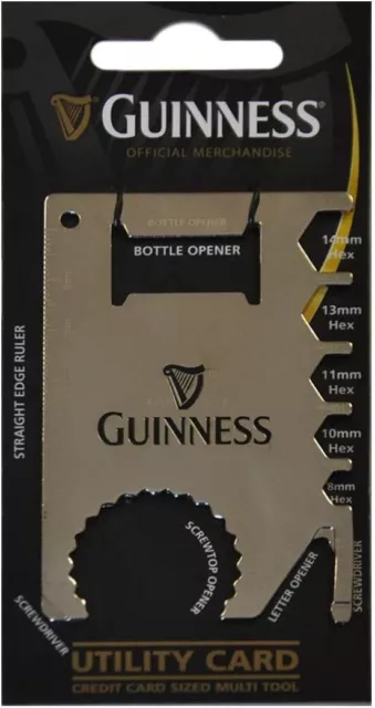 Guinness Utility Card - Credit Card Size - Multi Tool - Fathers Day Gift
