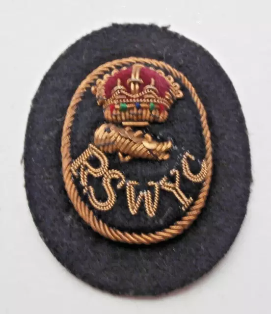 Kings Crown Royal South Western Yacht Club Plymouth Padded Bullion Cap Badge