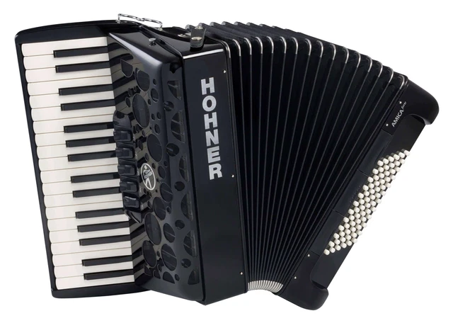 Spitzen Hohner Amica forte Tastenakkordeon mit 34 Tönen inkl. Tasche und Riemen