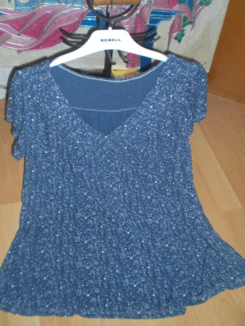 Italy Moda stylisches leichtes Damen Shirt Tunika Blümchen blau  Gr. 48/50