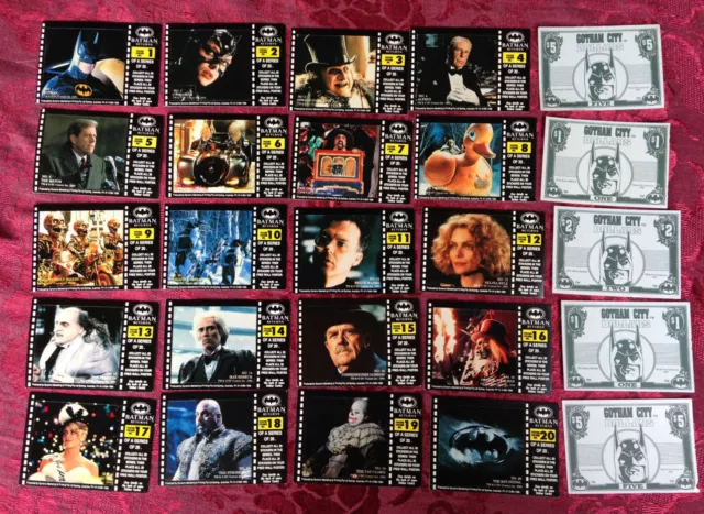 1992 Dynamic Batman Returns Movie Trading Card 20-Stickers Full Set 