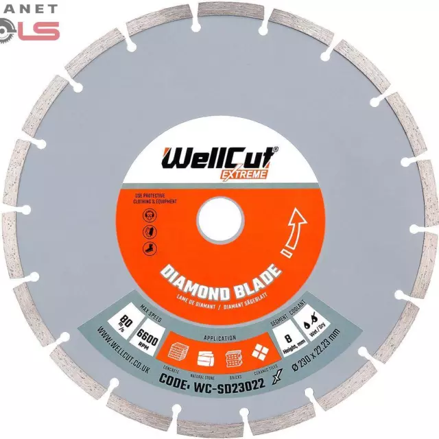 9" 230mm Diamond Cutting Disc Blade Angle Grinder Dry Stone Brick Concrete Tiles