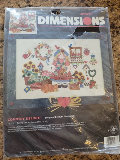 NUEVO Dimensions CREWEL COUNTRY DELIGHT Kit de Bordado #1477 Diseño de Jardín