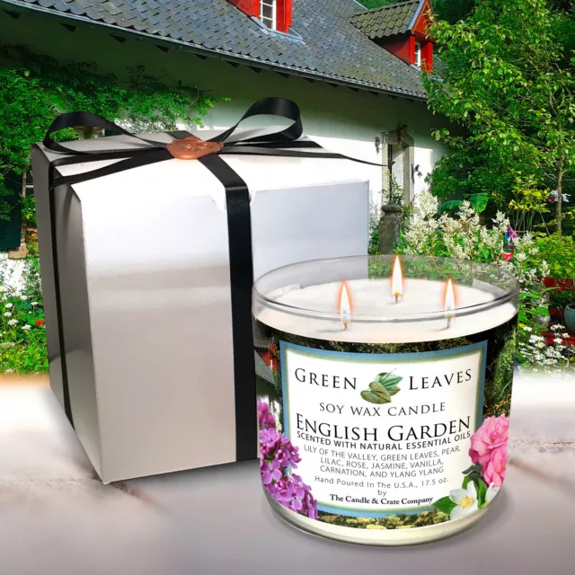 English Garden Soy Candle Scented 3-Wick Soy Wax Candle Handmade Gift For Her!