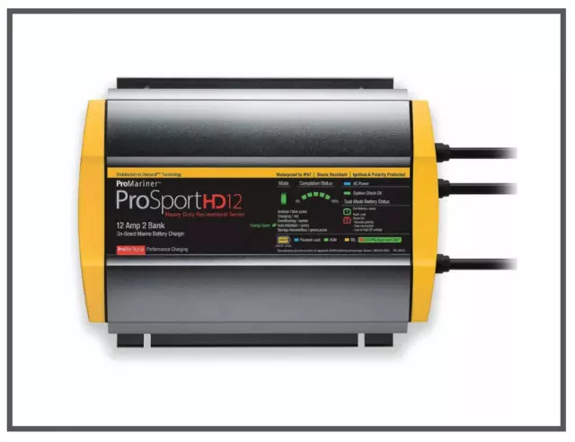 PROMARINER - ProSportHD12 Onboard Marine Battery Charger, 12 Amp, 2-Bank