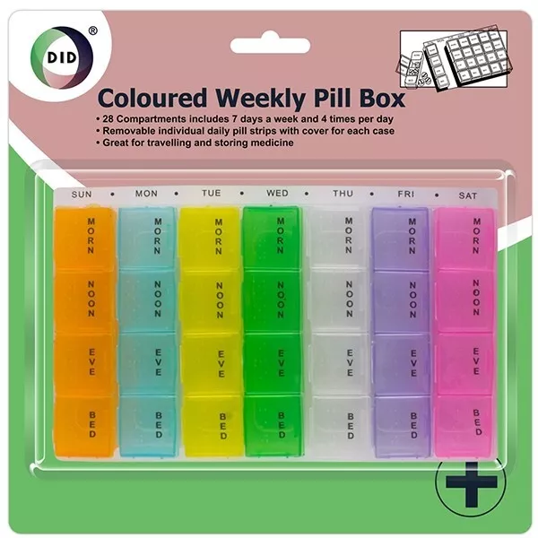 Monthly Pill Box organiser 7 Days Coloured Tablet/Medicine Holder/Dispenser/Box