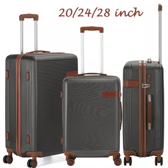 3 Piece Luggage Set ABS Spinner Travel Trolley Suitcase w/ TSA Lock for Business
