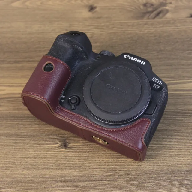 Genuine Leather Canon R7 Camera Case Bag Half Body Grip For Canon EOS R7