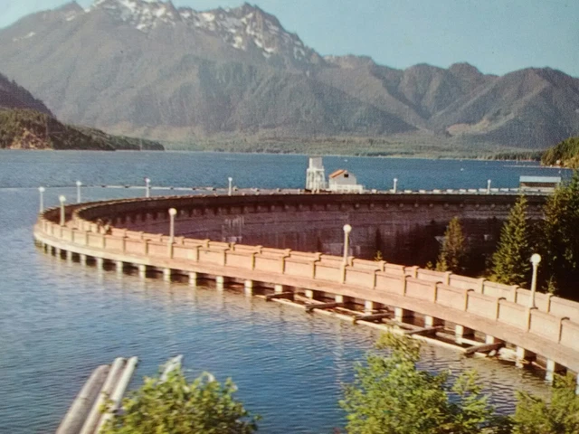 aerial view over CUSHMAN DAM NO 1. POST CARD HOODSPORT WASHINGTON 2
