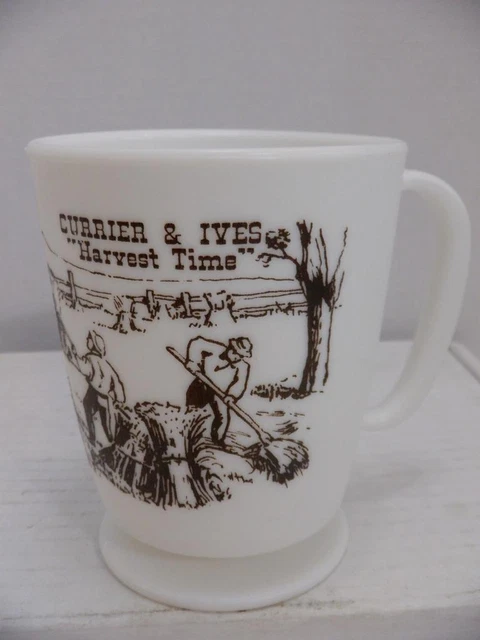 Vintage Currier & Ives Plastic Mug Cup Whirley Industries Warren, PA Made In USA