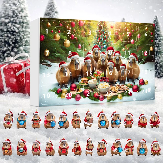 CAPYBARA ADVENT CALENDAR 2024 2D Acrylic Capybara Pendants Christmas