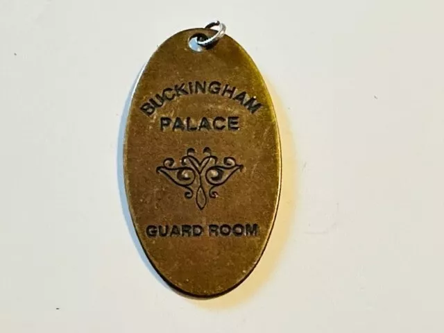Vintage Brass Deco Style Buckingham Palace Guard Room Brass Engraved Key Fob