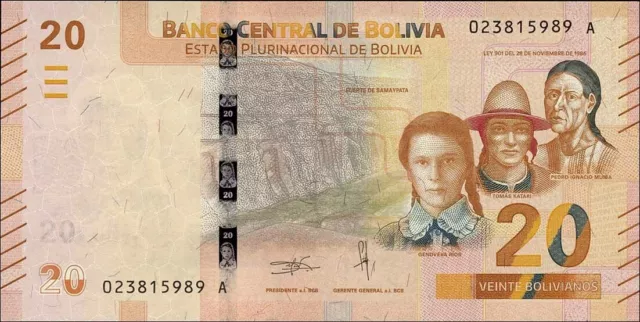 Bolivien / Bolivia P.249 20 Bolivianos (2018) unc