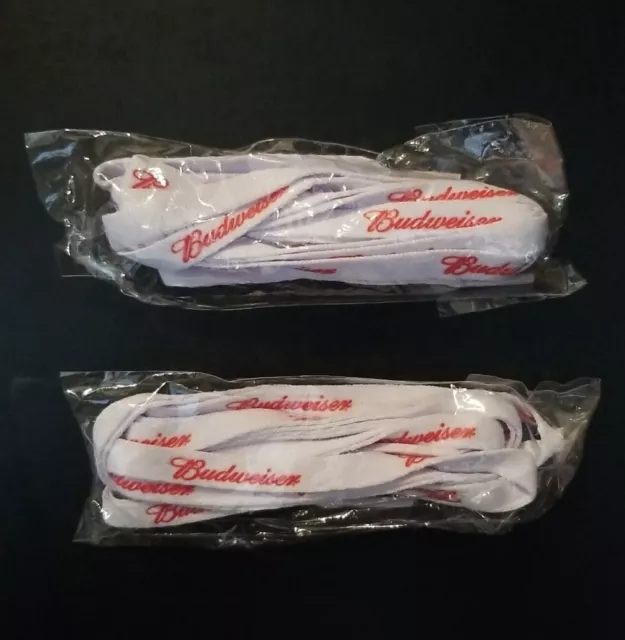 (2) Pairs - Budweiser Beer Shoe Laces - 54 inch - New In Packaging -