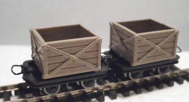 Roco 34603 - Narrow Gauge H0e/009 Planked Crate Wagon Set (2 Wagons) - T48 Post